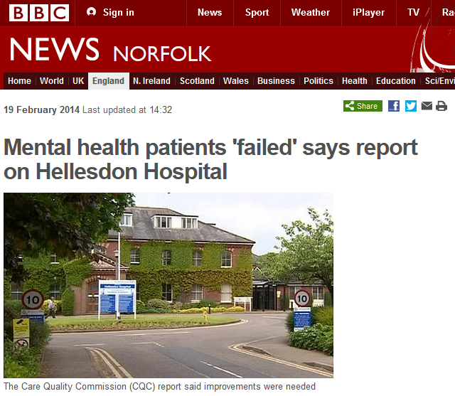 BBC Mental health patients 'failed' says report on Hellesdon Hospital