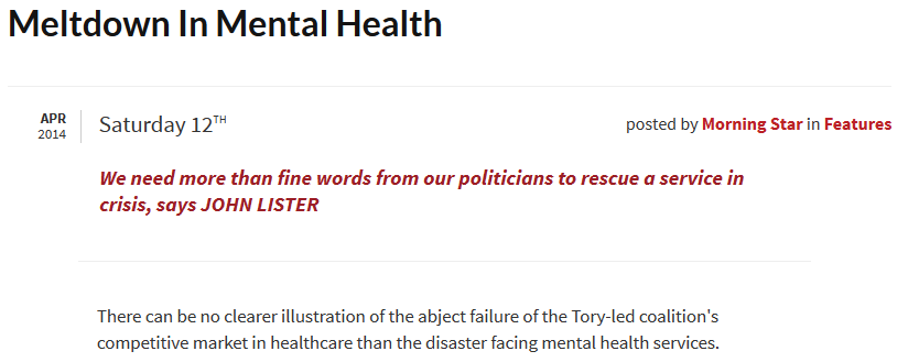 John Lister - Meltdown in Mental Health