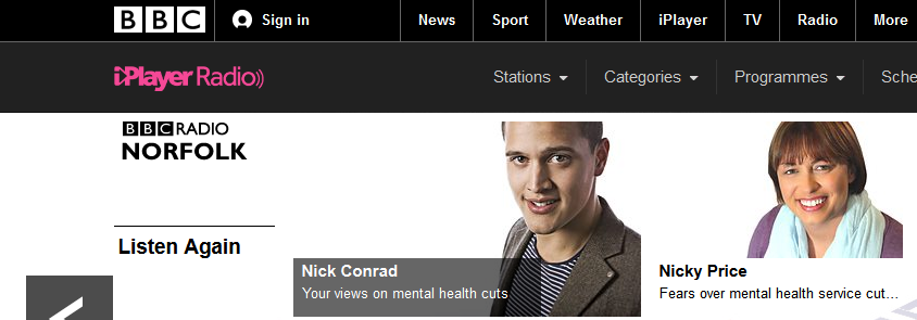 Mental health cuts lead BBC Radio Norfolk news coverage