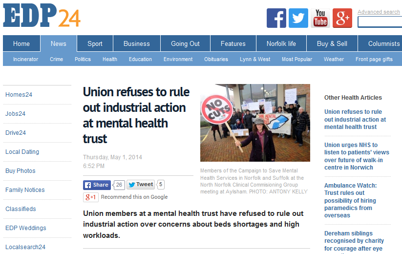 EDP Union refuses to rule out industrial action at mental health trust