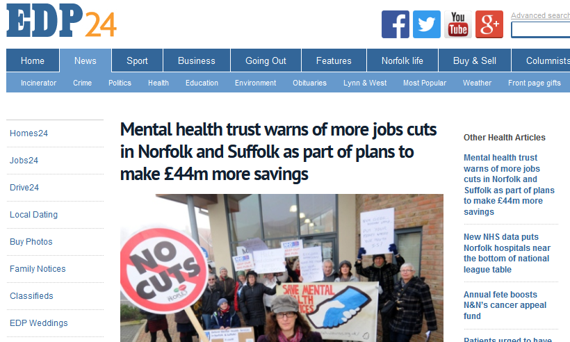 EDP Mental health trust warns of more jobs cuts in Norfolk and Suffolk as part of plans to make £44m more savings