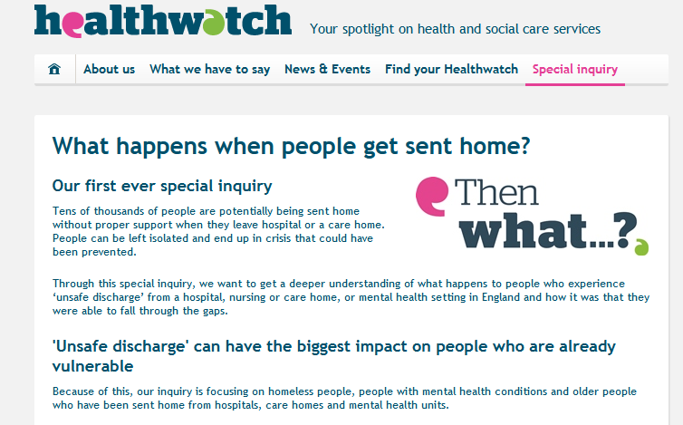 Healthwatch What happens when people get sent home