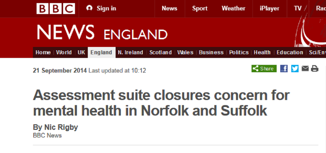 BBC News Assessment suite closures concern for mental health in Norfolk and Suffolk