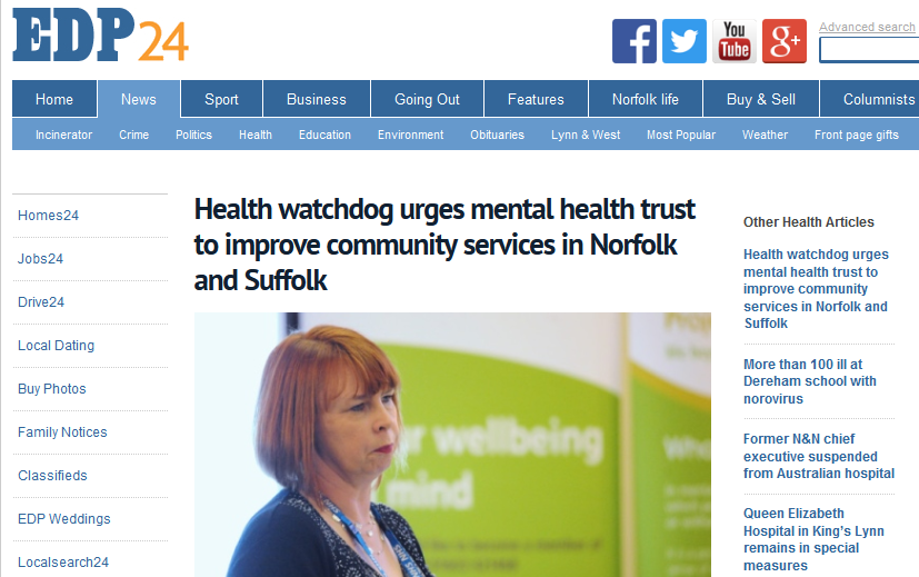 EDP Health watchdog urges mental health trust to improve community services in Norfolk and Suffolk
