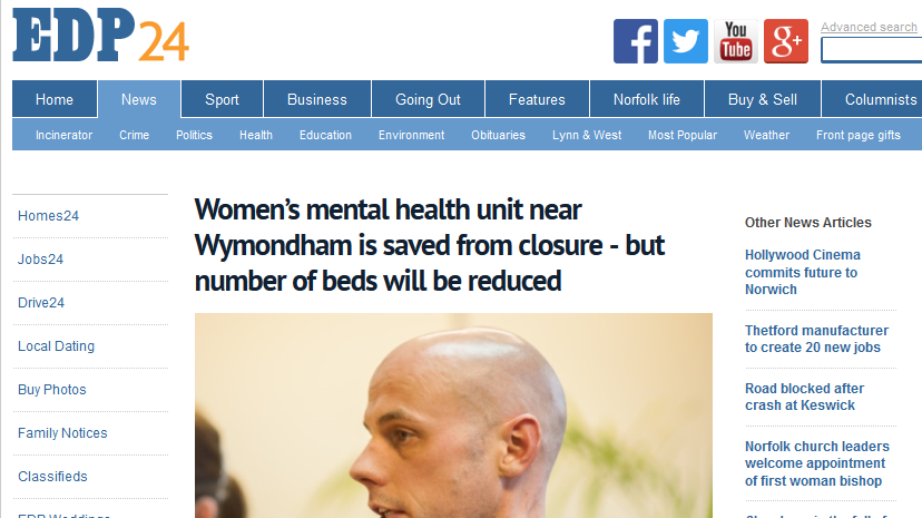 EDP Women’s mental health unit near Wymondham is saved from closure - but number of beds will be reduced