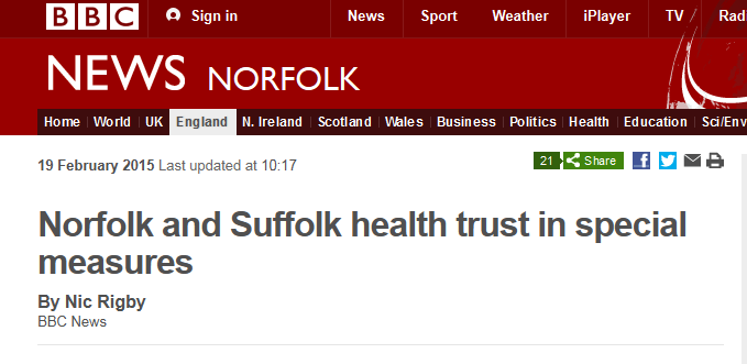 BBC News Norfolk and Suffolk health trust in special measures
