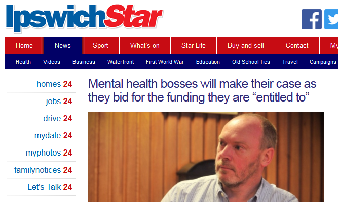 Ipswich Star Mental health bosses will make their case as they bid for the funding they are entitled to