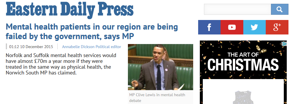 EDP Mental health patients in our region are being failed by the government says MP