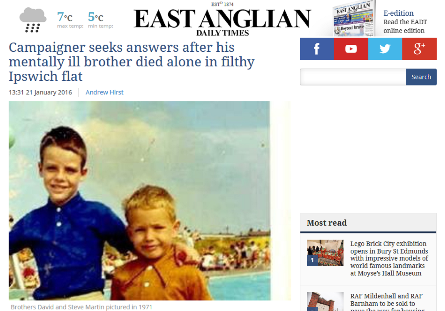 EADT Campaigner seeks answers after his mentally ill brother died alone in filthy Ipswich flat