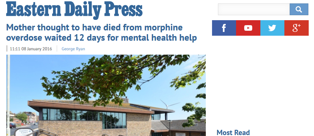 EDP Mother thought to have died from morphine overdose waited 12 days for mental health help