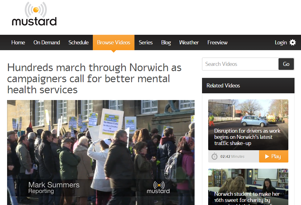 Mustard TV Hundreds march through Norwich as campaigners call for better mental health services