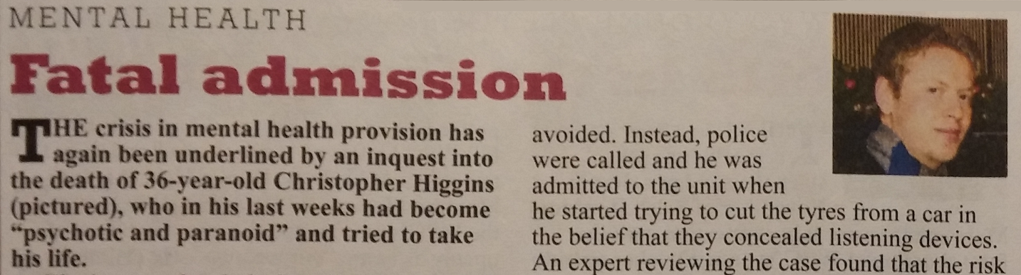 Private Eye Mental Health Fatal Admission