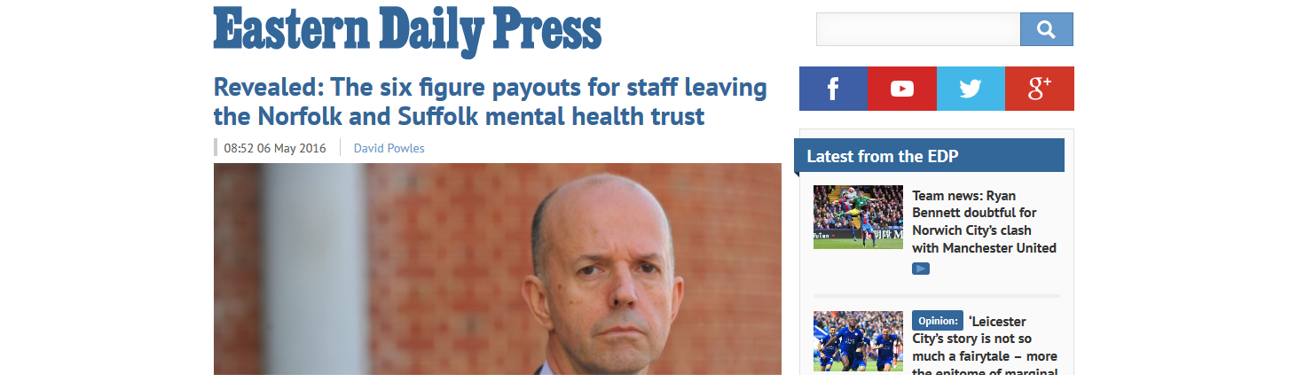 EDP Revealed The six figure payouts for staff leaving the Norfolk and Suffolk mental health trust