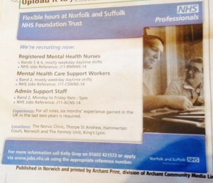 Norwich Free Advertiser: NSFT vacancies at Norvic Clinic, Thorpe St Andrew, Hammerton Court, Norwich and the Fermoy Unit, King's Lynn