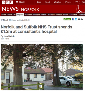 BBC: Norfolk and Suffolk NHS Trust spends £1.2m at consultant's hospital