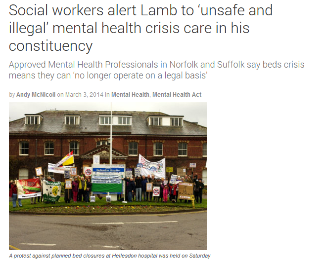 Community Care Social workers alert Lamb to ‘unsafe and illegal’ mental health crisis care in his constituency