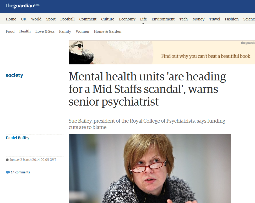 Observer Mental health units 'are heading for a Mid Staffs scandal', warns senior psychiatrist