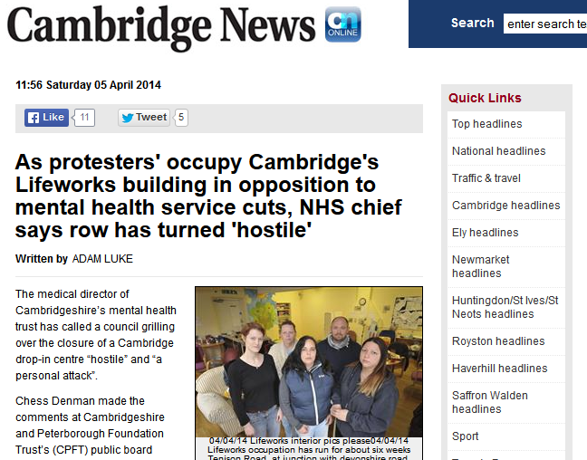 Cambridge News Lifeworks Occupation