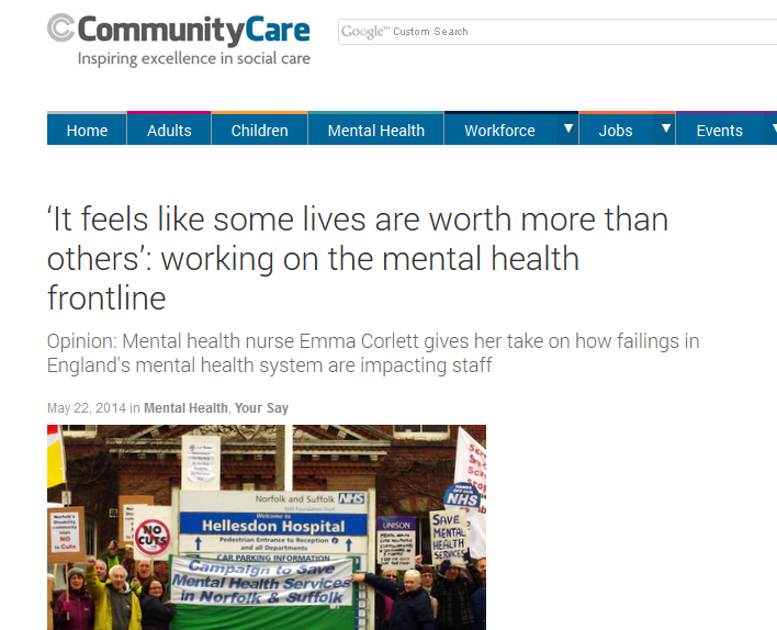 Community Care It feels like some lives are worth more than others - working on the mental health frontline