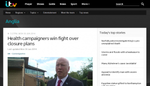 Sister campaigns: itv NEWS Anglia - Health campaigners win fight over Lifeworks closure plans