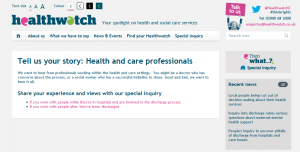 Healthwatch Discharge Survey: Tell us your story: Health and care professionals