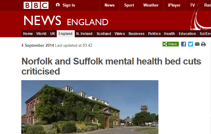 BBC Norfolk and Suffolk mental health bed cuts criticised