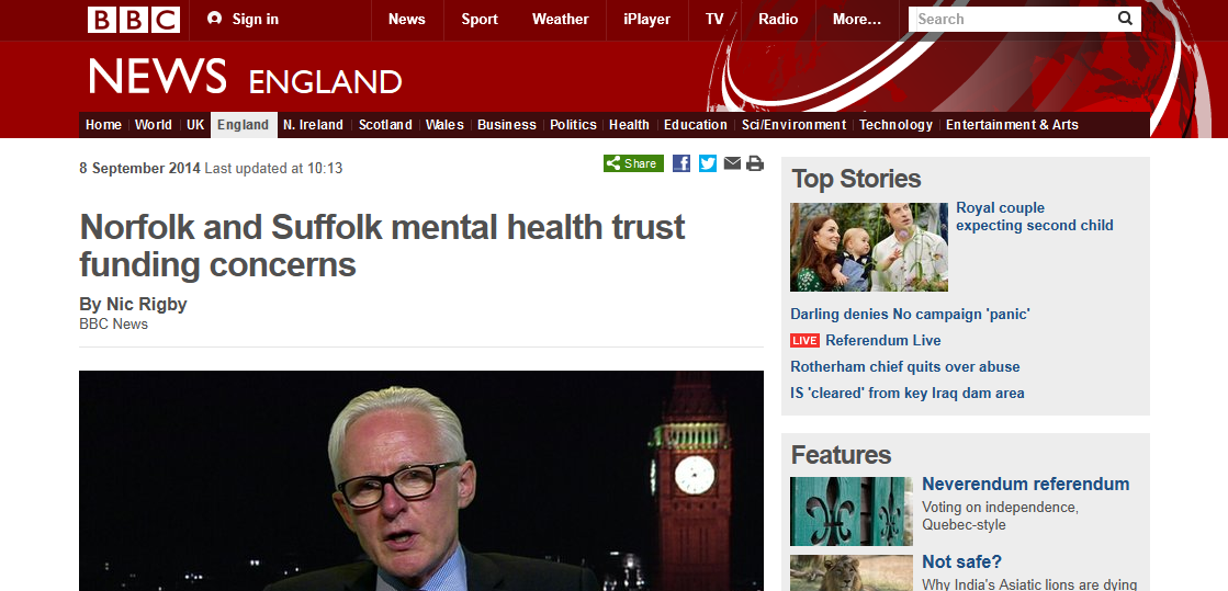 BBC Norfolk and Suffolk mental health trust funding concerns
