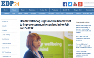 EDP: Health watchdog urges mental health trust to improve community services in Norfolk and Suffolk