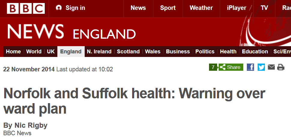 BBC News Norfolk and Suffolk health Warning over ward plan