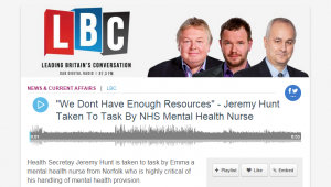 Audio: "We Dont Have Enough Resources" - Jeremy Hunt Taken To Task By NHS Mental Health Nurse