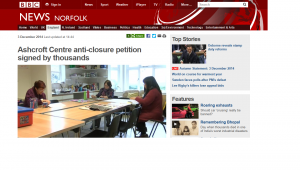 BBC News: Ashcroft Centre anti-closure petition signed by thousands