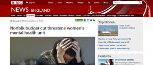 BBC News: Norfolk budget cut threatens women's mental health unit