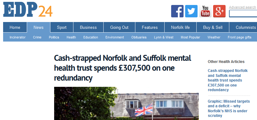 EDP Cash-strapped Norfolk and Suffolk mental health trust spends £307,500 on one redundancy