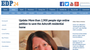 EDP: Update: More than 2,900 people sign online petition to save the Ashcroft residential home