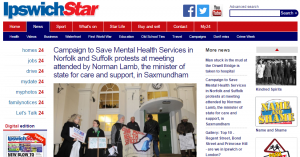 Ipswich Star: Campaign to Save Mental Health Services in Norfolk and Suffolk protests at meeting attended by Norman Lamb, the minister of state for care and support, in Saxmundham