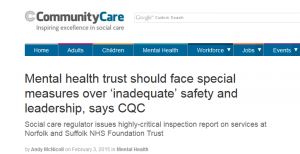 Community Care: Mental health trust should face special measures over ‘inadequate’ safety and leadership, says CQC