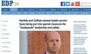 EDP: Norfolk and Suffolk mental health service faces being put into special measures for “inadequate” leadership and safety