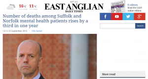 EADT: Number of deaths among Suffolk and Norfolk mental health patients rises by a third in one year
