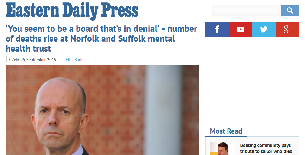 EDP You seem to be a board that’s in denial - number of deaths rise at Norfolk and Suffolk mental health trust