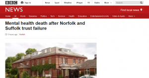 BBC News: Mental health death after Norfolk and Suffolk trust failure