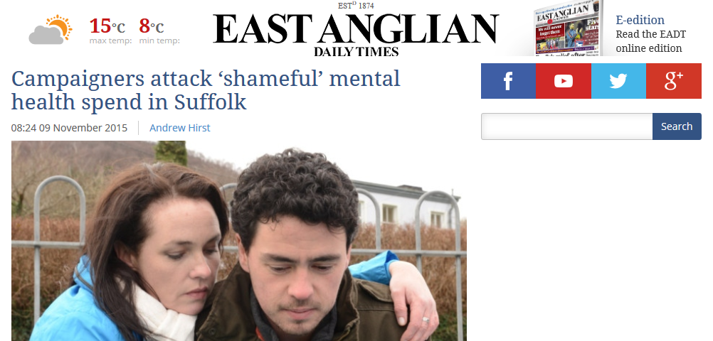 EADT Campaigners attack ‘shameful’ mental health spend in Suffolk