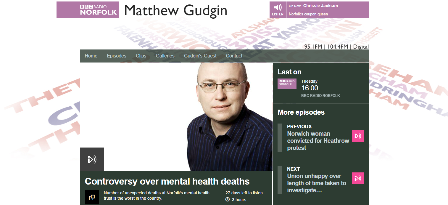 BBC Radio Norfolk Matthew Gudgin Controversy over mental health deaths