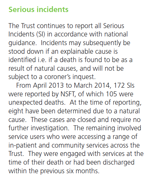 NSFT 2013-14 saw 105 unexpected deaths
