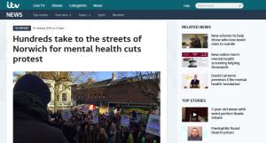 itv News Anglia: Hundreds take to the streets of Norwich for mental health cuts protest