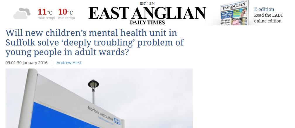 EADT Will new children’s mental health unit in Suffolk solve deeply troubling problem of young people in adult wards
