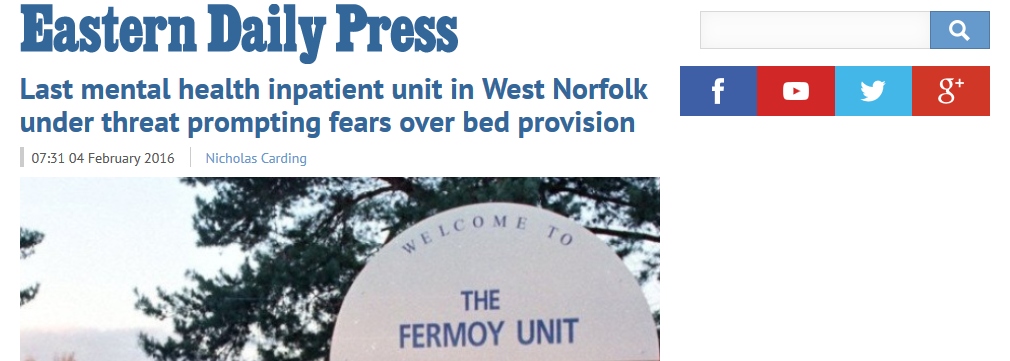 EDP Last mental health inpatient unit in West Norfolk under threat prompting fears over bed provision