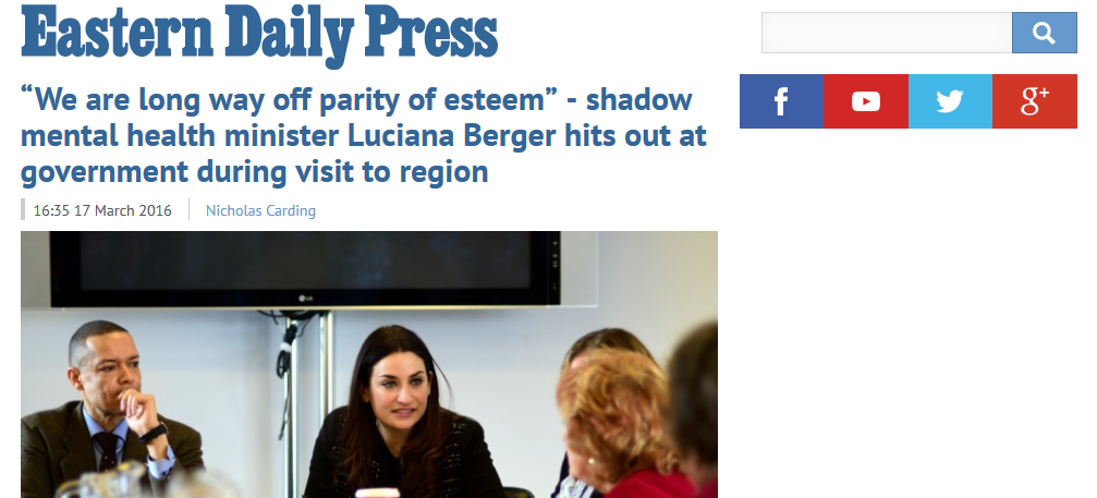 We are long way off parity of esteem - shadow mental health minister Luciana Berger hits out at government during visit to region