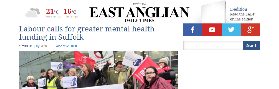EADT Labour calls for greater mental health funding in Suffolk