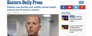 EDP: Patients rate Norfolk and Suffolk mental health trust as one of worst in country