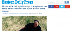EDP: Mother of Norwich patient says son with schizophrenia could have been saved and blasts mental health services